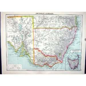   Antique Map 1920 Eastern South East Australia Tasmania