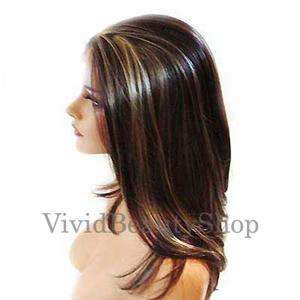 SYNTHETIC LACE FRONT STRAIGHT HAIR WIG BROWN + BLONDE  