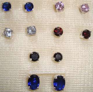 BEAUTIFUL! WHOLESALE LOT OF 6 PAIRS CZ GEM STONES STERLING SILVER 925 