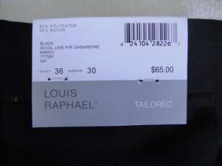 Louis Raphael New Tailored Dress Pants 36 x 30 Black 824104282267 