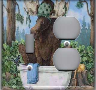 MOOSE IN BATHTUB DOUBLE COMBO LS LIGHT SWITCH PLATE  