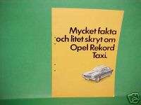1973 OPEL REKORD TAXI BROCHURE CATALOG BOOK SWEDISH 73  
