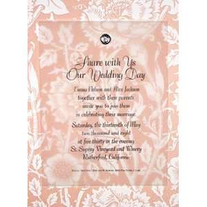 Wedding Invitations Kit Romantic Coral Flowers with Diamond Jewel 