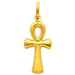   Gold Religious Medium Ankh Cross Charm Pendant GoldenMine Jewelry
