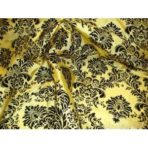 Yellow Taffeta Black Flocking Damask Fabric Per Yard: Arts 