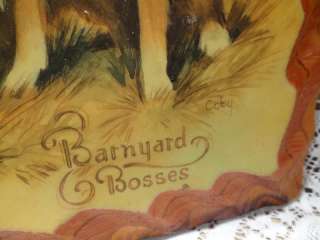   Retriever Dog Rooster Barnyard Bosses Folk Art Wall Placque  