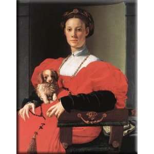   of a Lady with a Puppy 24x30 Streched Canvas Art by Bronzino, Agnolo