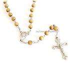 Mens Black Rosary Necklace Wooden Gold Tone Beads Crucifix 29 long 