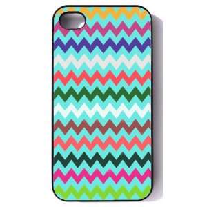  Black Iphone 4/4s Case     Colorful Chevron Pattern CP003 