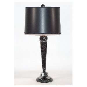  Contemporary Black Marble Tapered Column Table Lamp with 