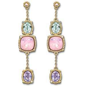  Swarovski Crystal Rosette Earrings Long Jewelry