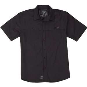   Twill Mens Short Sleeve Sports Wear Shirt   Black / Large: Automotive