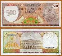 Suriname, Surinam, 500 Gulden, 1982 Largest Den 129 UNC  