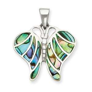  Sterling Silver Abalone Butterfly Pendant Jewelry