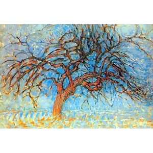   Oil Painting: Red Tree: Piet Mondrian Hand Painted Art: Home & Kitchen