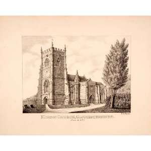  1843 Zinc Lithograph Horton Church Gloucestershire England 