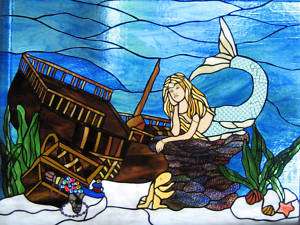 Stained Glass Custom Window Mermaid Sunken Ship EBSQ  