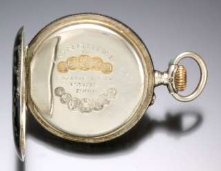 Longines Art Nouveau Fold Inlay Silver Niello Pocket Watch  