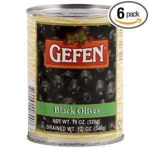 Gefen Olives Black Manzanillo, 19 Ounce (Pack of 6)  