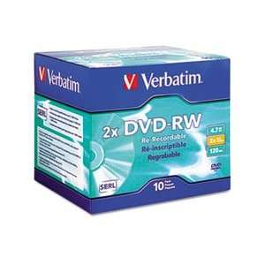  DVD RW Discs, 4.7GB, 2x, w/Slim Jewel Cases, Silver, 10 