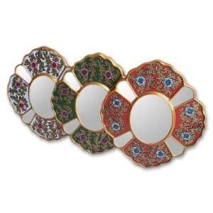  Painted glass mirrors, Nature (set of 3)