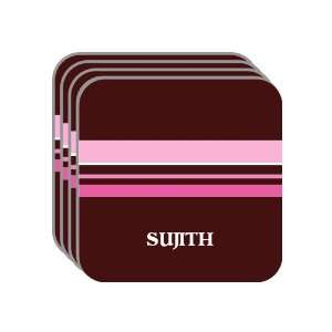 Personal Name Gift   SUJITH Set of 4 Mini Mousepad Coasters (pink 