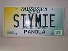 MISSISSIPPI LICENSE PLATE PERSONALIZED STYMIE 03 PANOLA