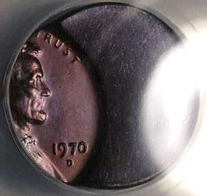 1970 D Lincoln Cent ANACS MS 62RB Struck 70% OFF CENTER, Neat Error 