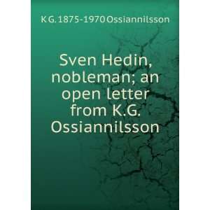   letter from K.G. Ossiannilsson: K G. 1875 1970 Ossiannilsson: Books