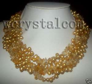 strands gold pearls citrine chip necklace  