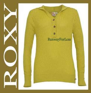 ROXY Checklist Olive Green Pullover Hoodie Sweater M  