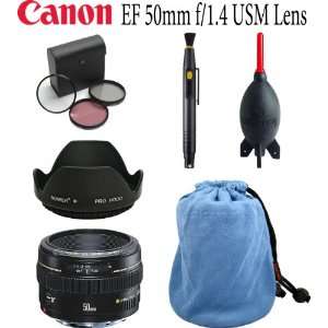 Canon EF 50mm f/1.4 USM Lens + Bower Lens Hood + Giottos Pouch + Lens 
