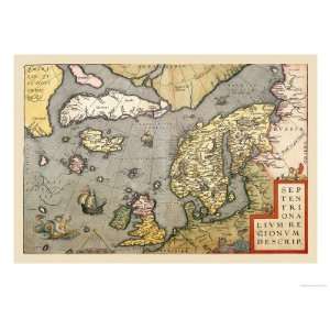   Sea Giclee Poster Print by Abraham Ortelius, 24x18: Home & Kitchen