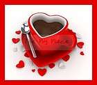 Magnet Valentine Heart Shaped Cup of Coffee Love Silver Red Hearts