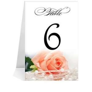  Wedding Table Number Cards   Peach Rose n Pearls #1 Thru 