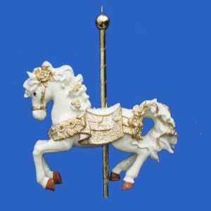   of 6 Ivory and Gold Carousel Horse Christmas Ornaments: Home & Kitchen