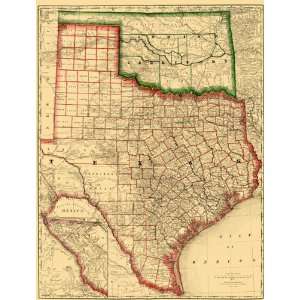  STATE OF TEXAS (TX) & INDIAN TERRITORY 1879 MAP