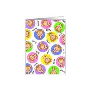 Fun Little Monkey Party Invitations Paper Greeting Cards Card