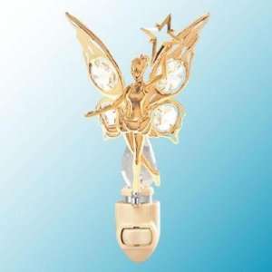 24k Gold Fairy with Star Night Light   Clear Swarovski 