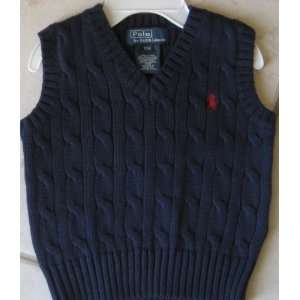   POLO NAVY BLUE COTTON CABLE SWEATER VEST SIZE 6: Everything Else