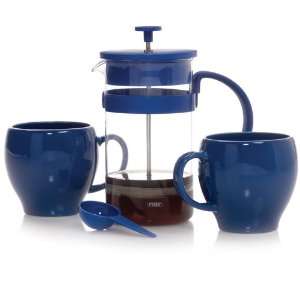 Ocean Blue French Press Set for 2 HuesnBrews:  Kitchen 