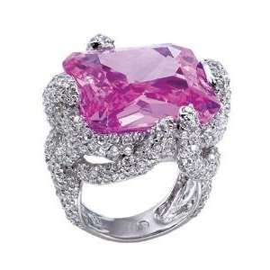 Spring Street Adjustable Pink Princess Cut Stone Ring
