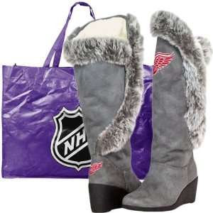  Detroit Red Wings Ladies Charcoal Team Supporter Knee High Boots 