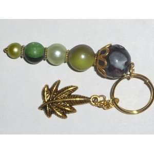   : Handcrafted Bead Key Fob   Black, Green/Gold/Leaf: Everything Else