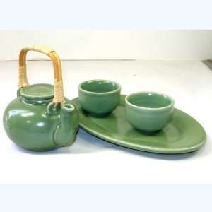  Celadon Tea Set with Bamboo 
