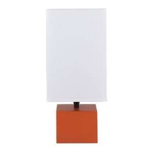  Devo Square Table Lamp Base: Carrot, Shade: White Linen 