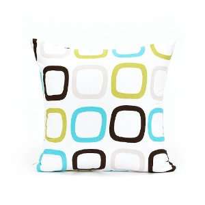   Modern Green & Blue Square Pattern Throw Pillow Cover