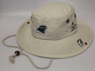 New! NFL Carolina Panthers Beige Fishing Bucket Hat w/ Embroidered 