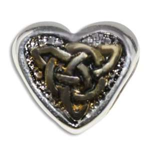  Heart with Gold & Silver Celtic Knot Heart European Bead 
