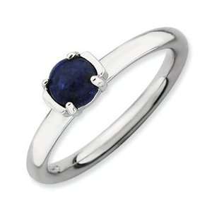   Silver Stackable Expressions Polished Blue Lapis Ring Size 5: Jewelry